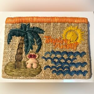 Tous “Tropical Sunset” Raffia Zip Clutch Bag with Gold Hardware VERY GOOD COND.